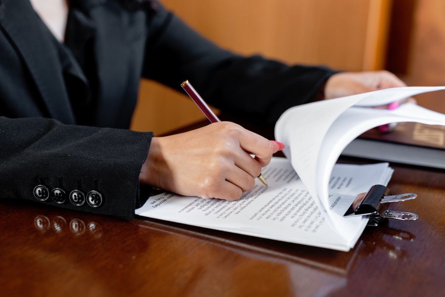lawyer reviewing contract