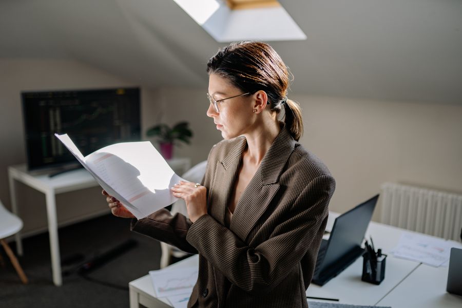 person reading document