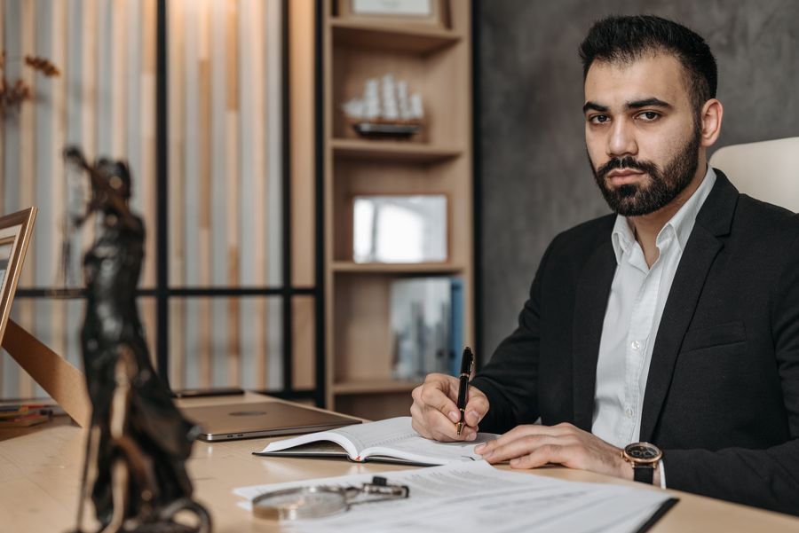 lawyer reading contract
