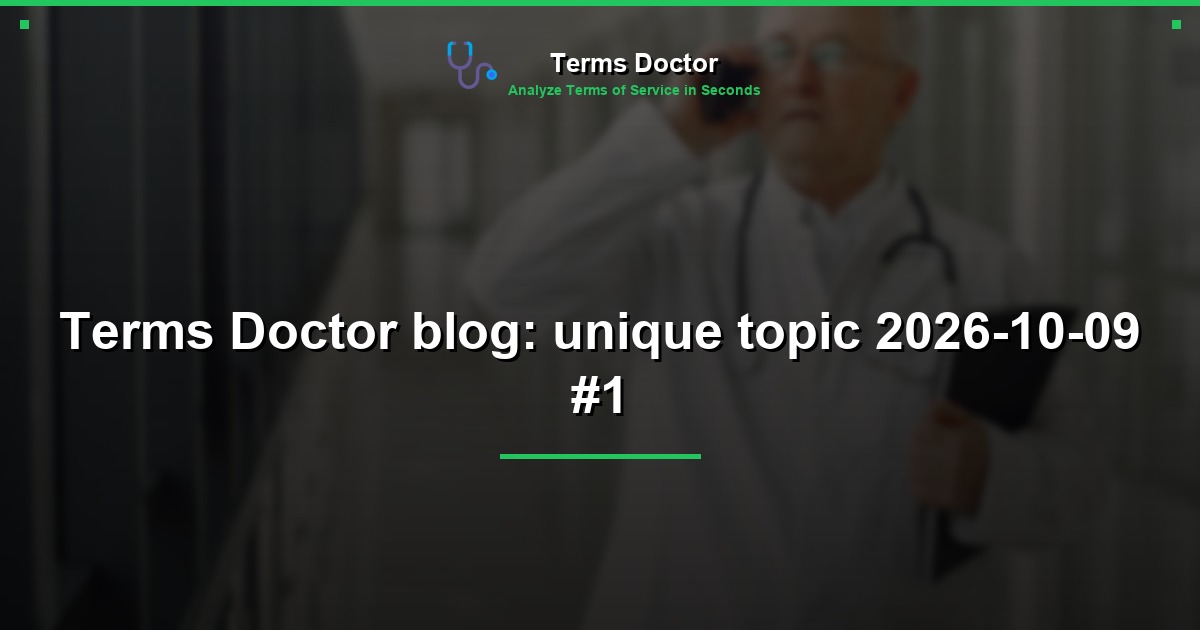 Terms Doctor blog: unique topic 2026-10-09 #1