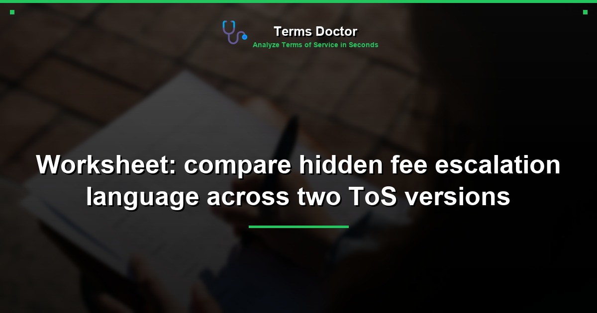 Worksheet: compare hidden fee escalation language across two ToS versions