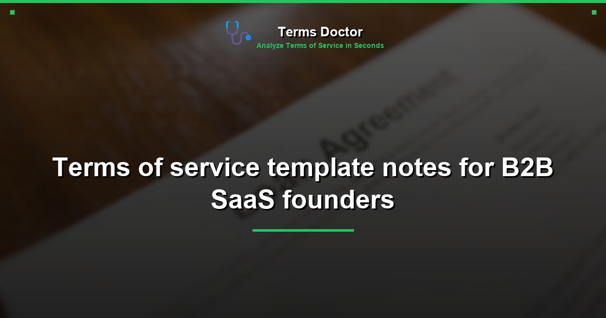 Terms of service template notes for B2B SaaS founders